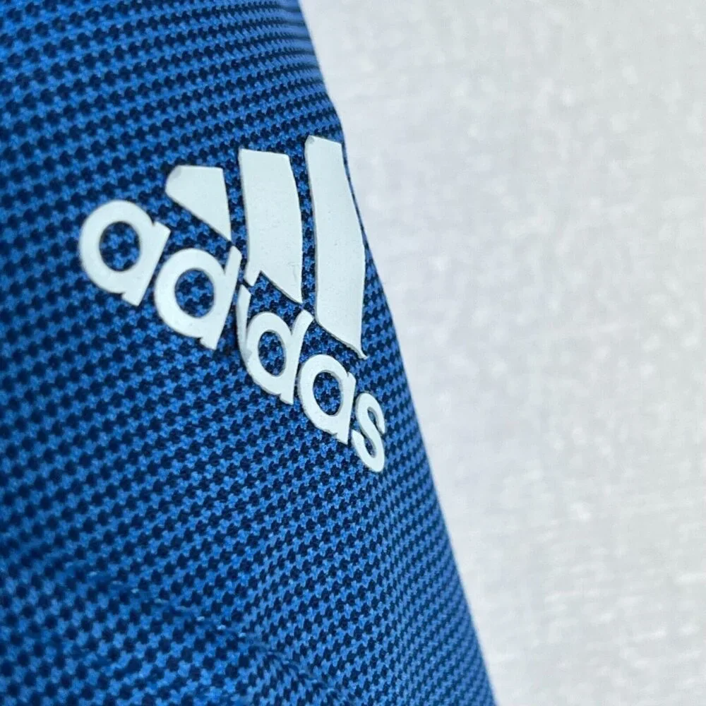 Adidas Men's LG Golf Performance Blue Polo Shirt Golf Tonal Check‎ UPF50